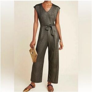 Anthropologie > New with Tags Black Shimmery Sleeveless Jumpsuit XS